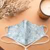 Head Loop Sketch Floral Print Face Mask – Blue