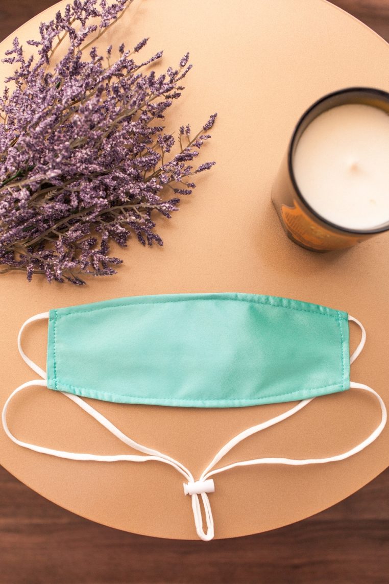 Origami Head Loop Charmeuse Satin Face Mask - Mint - Image 3