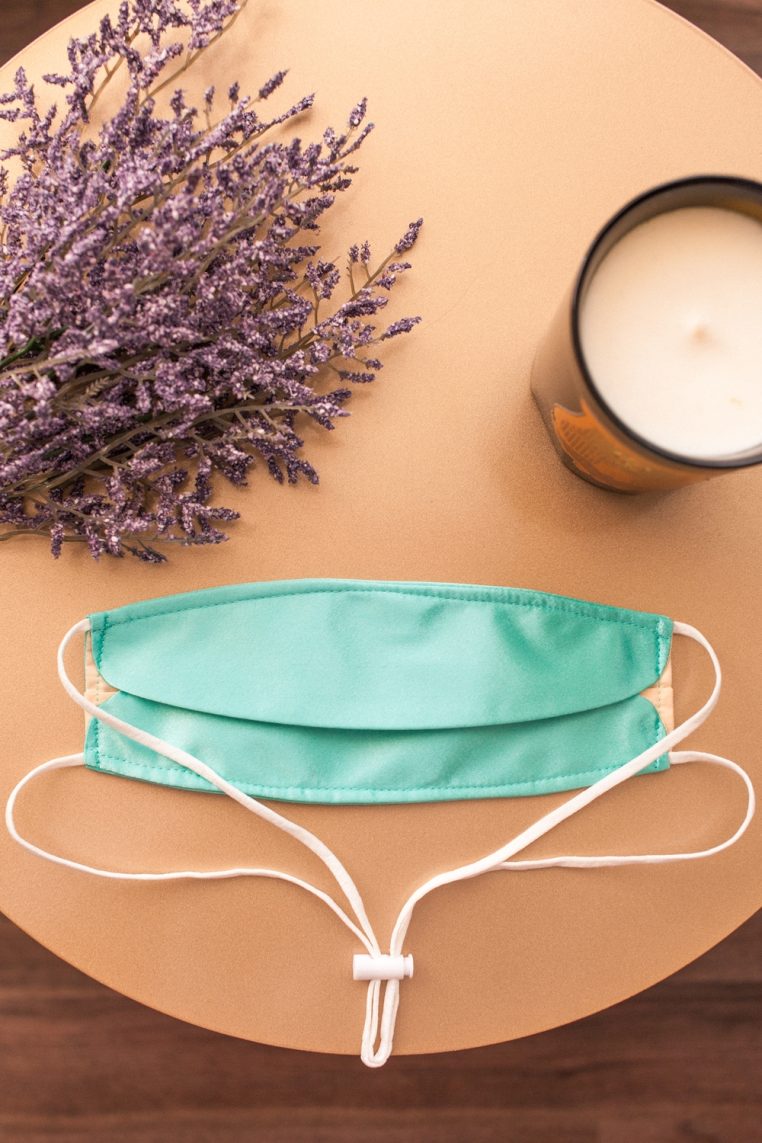Origami Head Loop Charmeuse Satin Face Mask - Mint - Image 4