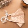Origami Head Loop Cotton Embroidered Face Mask - Pale Yellow