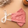Origami Head Loop Cotton Embroidered Face Mask - Pink