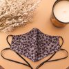 Head Loop Leopard Prints Face Mask - Grey