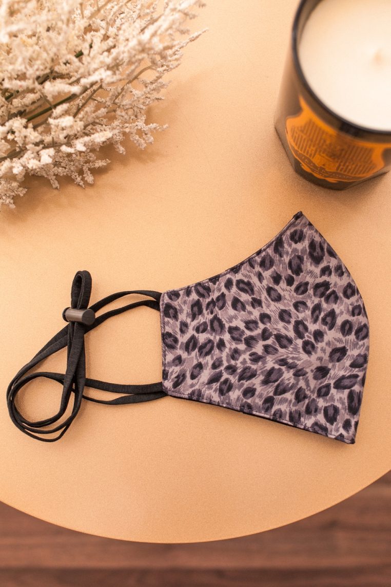 Head Loop Leopard Prints Face Mask - Grey - Image 7