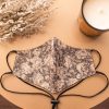 Head Loop Mosaic Floral Print Face Mask - Black