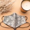 Head Loop Mosaic Floral Print Face Mask - Dark Green