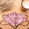 Head Loop Mosaic Floral Print Face Mask - Pink