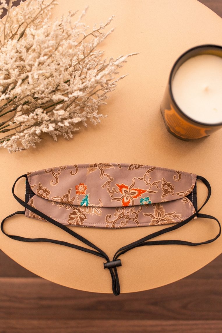 Origami Head Loop Lilac Batik Print Face Mask - Image 5