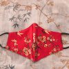 Oriental Bamboo Print Face Mask - Red