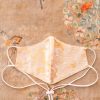 Head Loop Oriental Dragon Print Face Mask - Champagne