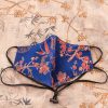 Head Loop Oriental Bamboo Print Face Mask - Blue