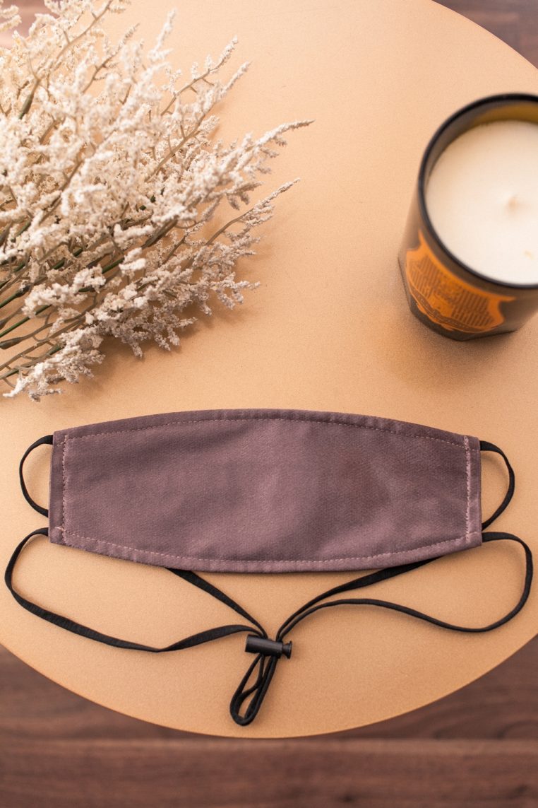 Origami Head Loop Charmeuse Satin Face Mask - Heather - Image 3
