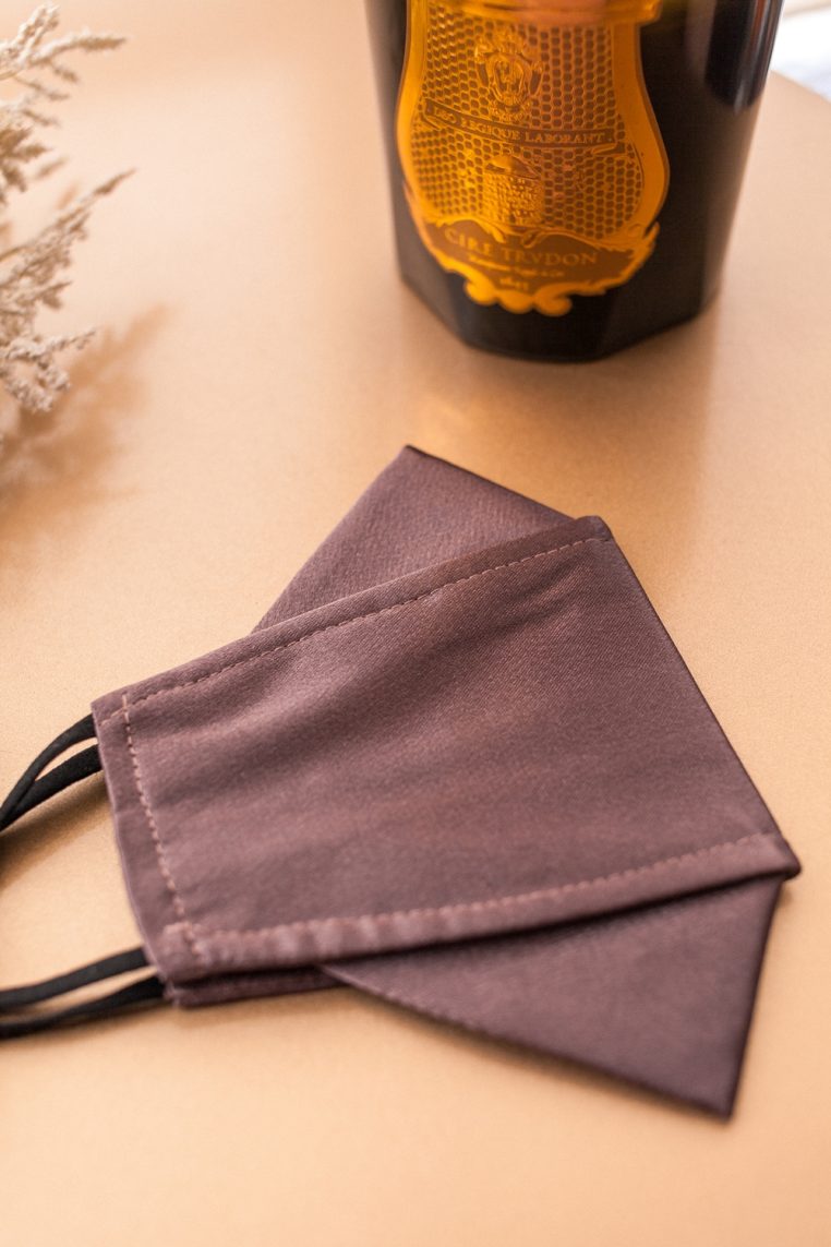 Origami Head Loop Charmeuse Satin Face Mask - Heather - Image 7