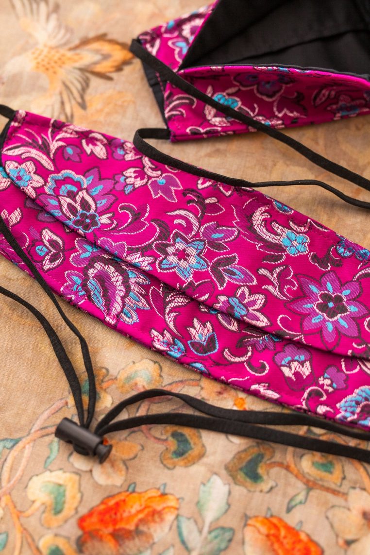 Origami Head Loop Fuchsia Floral Print Face Mask - Image 5