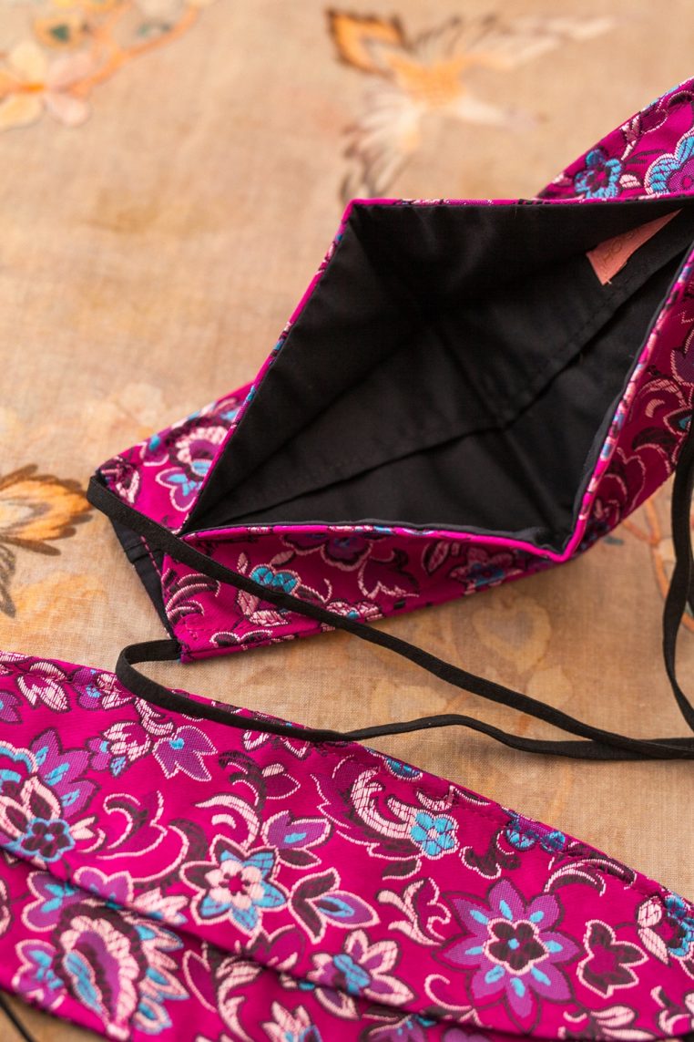 Origami Head Loop Fuchsia Floral Print Face Mask - Image 6