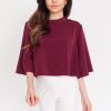 High Neck Cape Top – Burgundy