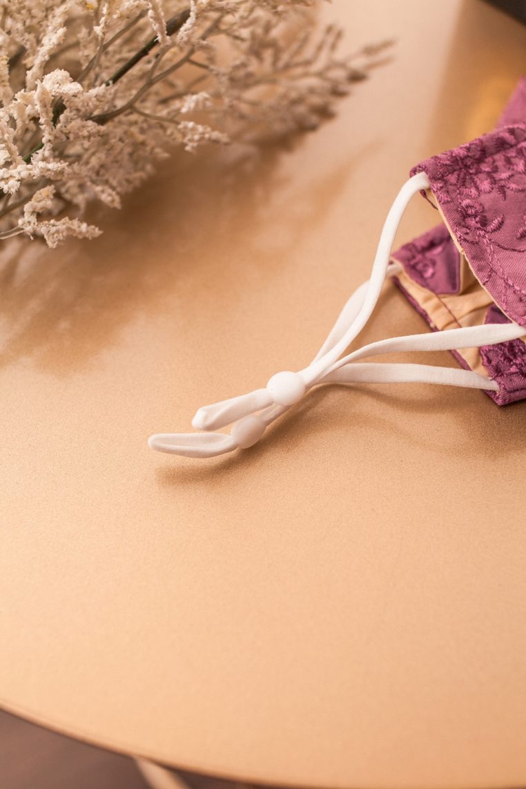 Origami Cotton Embroidered Face Mask - Mauve - Image 6