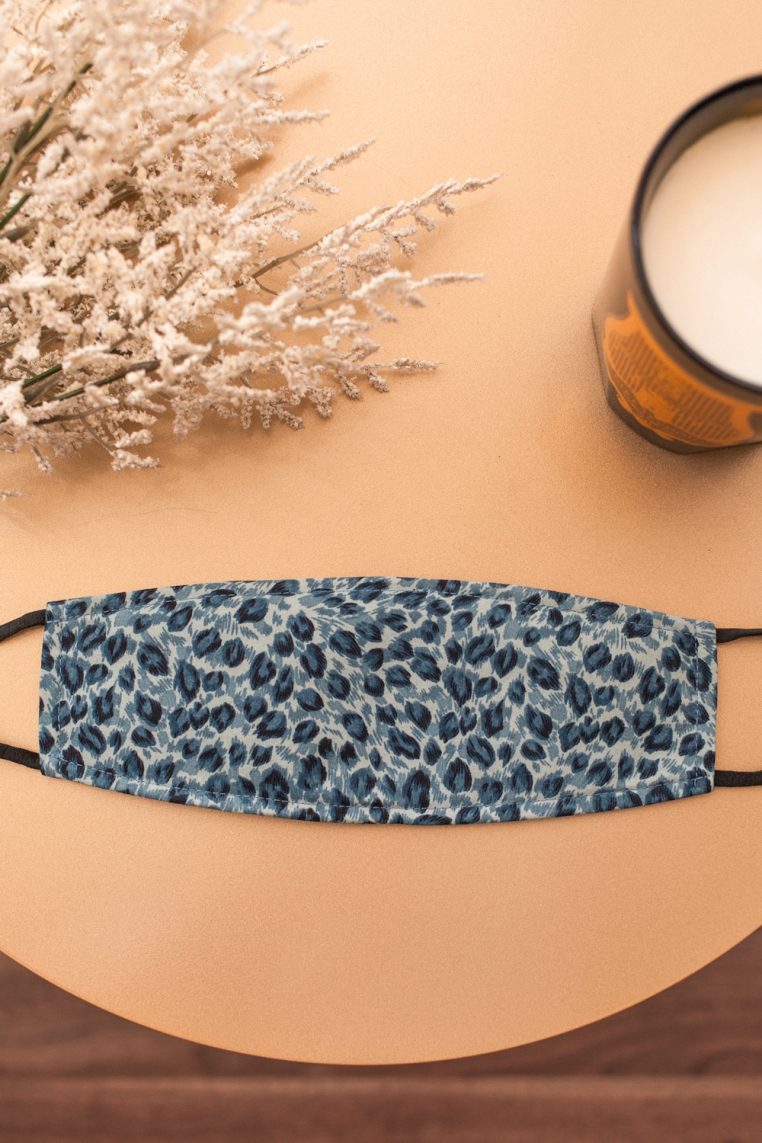 Origami Leopard Prints Face Mask - Blue - Image 3
