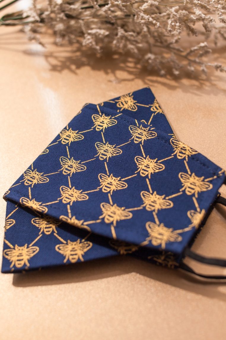 Origami Metallic Gold Bee Monogram Print Face Mask - Image 8