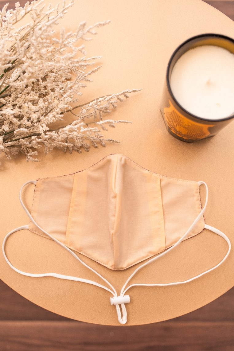 Head Loop Cotton Embroidered Face Mask - Mauve - Image 5