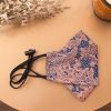 Origami Head Loop Lace Print Face Mask - Blue