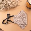 Origami Head Loop Lace Print Face Mask - Grey