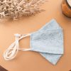 Origami Head Loop Cotton Embroidered Face Mask - Light Blue
