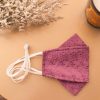 Origami Head Loop Cotton Embroidered Face Mask - Mauve