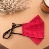 Origami Head Loop Cotton Embroidered Face Mask - Red