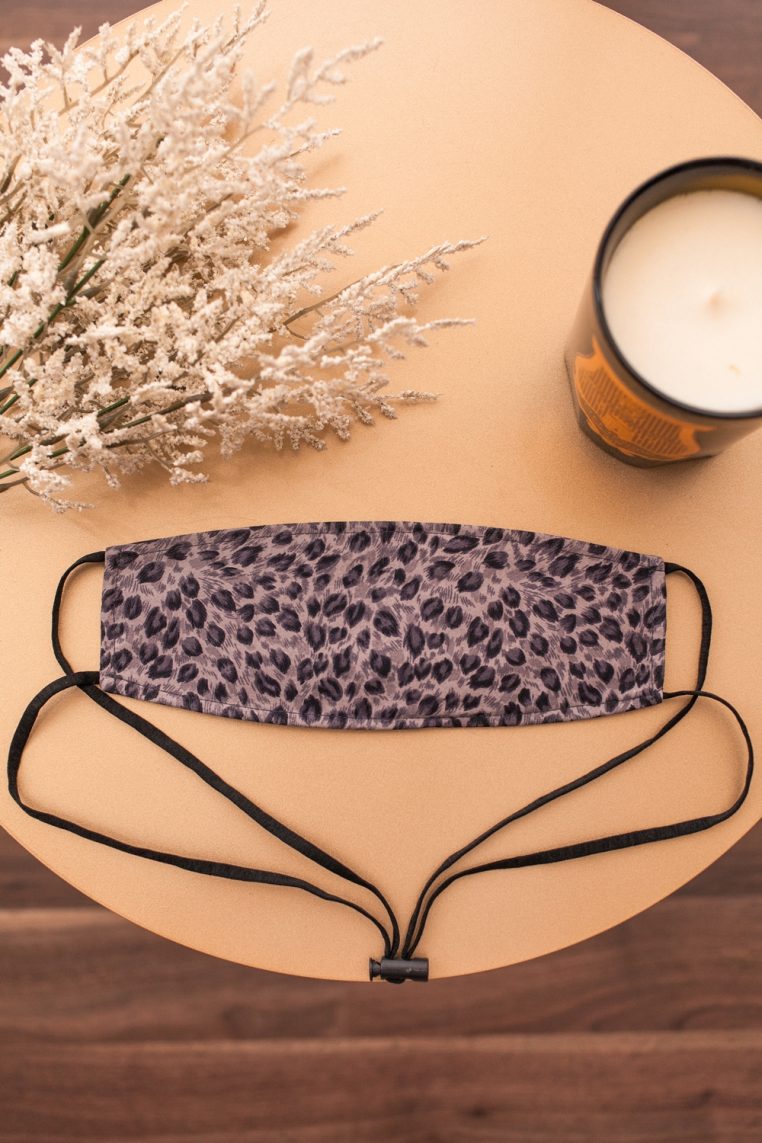 Origami Head Loop Leopard Prints Face Mask - Grey - Image 3