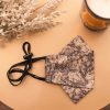 Origami Head Loop Mosaic Floral Print Face Mask - Black