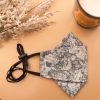 Origami Head Loop Mosaic Floral Print Face Mask - Dark Green