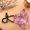 Origami Head Loop Mosaic Floral Print Face Mask - Pink