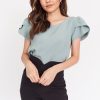 Petal Sleeve Blouse - Sage