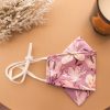 Origami Head Loop Magnolia Print Face Mask - Mauve