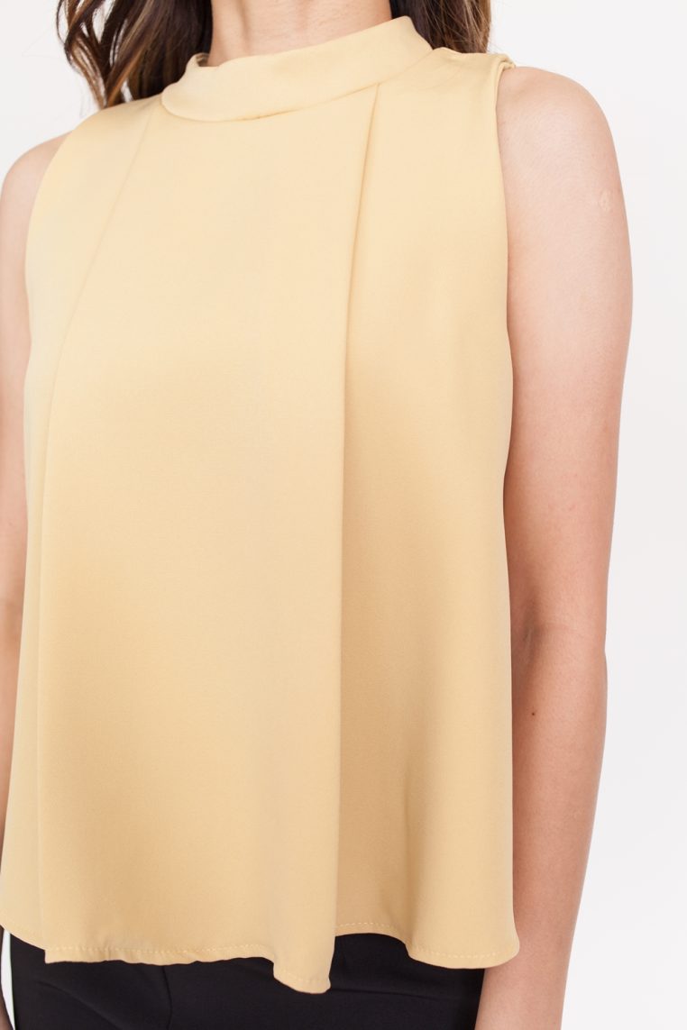Alternative view of Sleeveless Pleat Front Blouse - Mustard