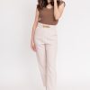 Chain Detail Crop Pants - Beige