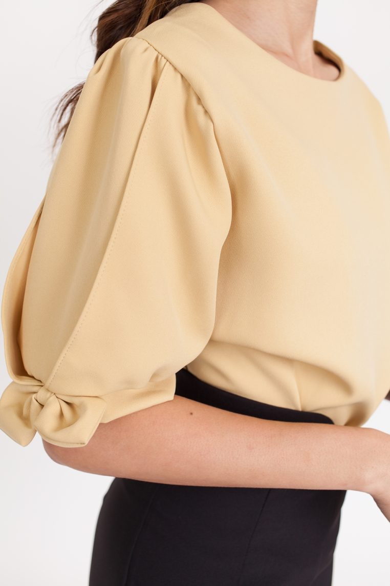 Alternative view of Bow Slit Sleeve Blouse - Mustard