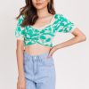 Retro Knit Crop Top - Green