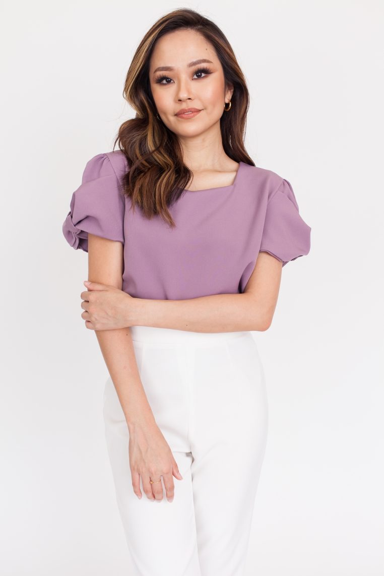 Bow Sleeve Blouse - Mauve - Image 3