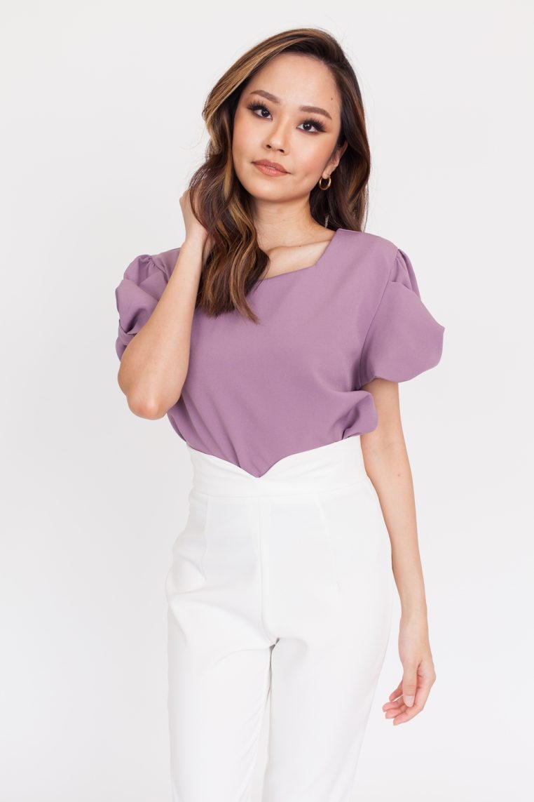 Bow Sleeve Blouse - Mauve - Image 4