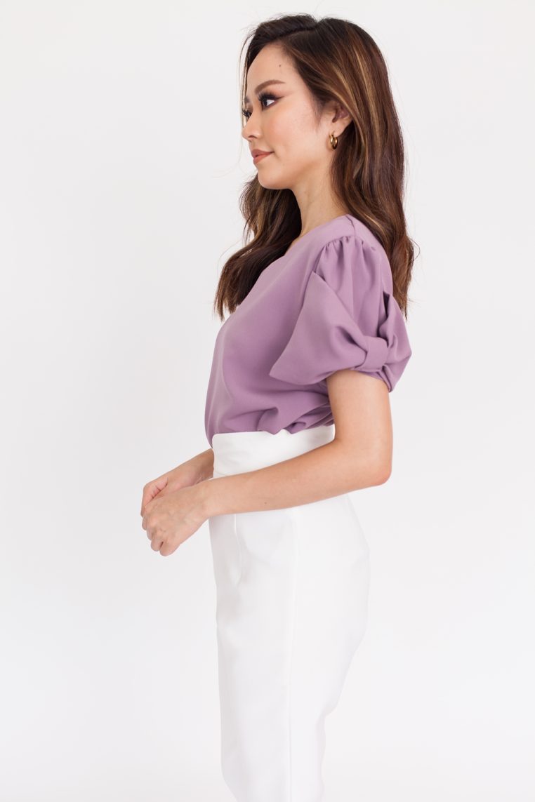 Bow Sleeve Blouse - Mauve - Image 5