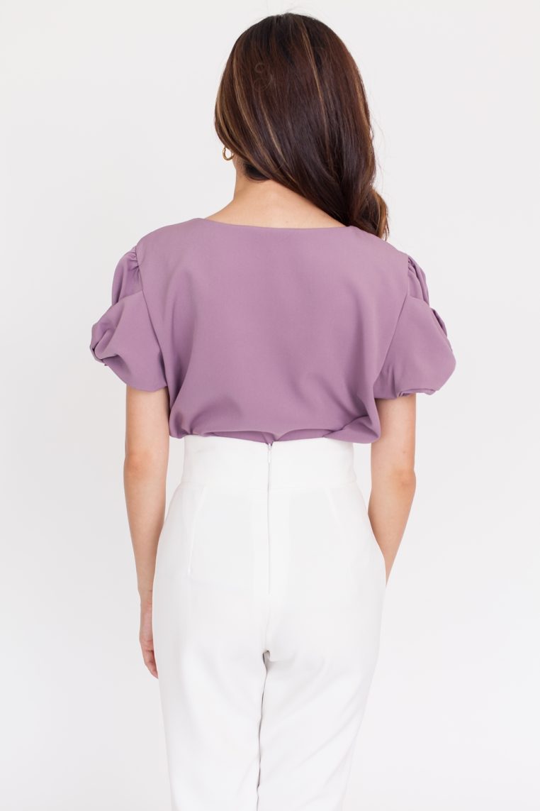 Bow Sleeve Blouse - Mauve - Image 6