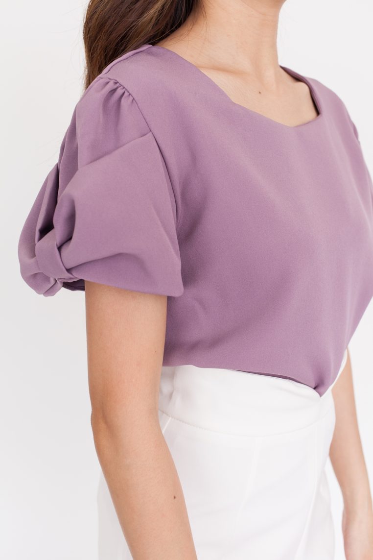 Bow Sleeve Blouse - Mauve - Image 7