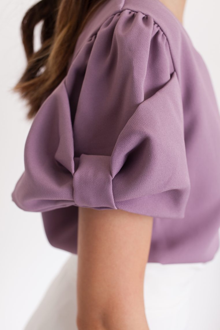 Bow Sleeve Blouse - Mauve - Image 8