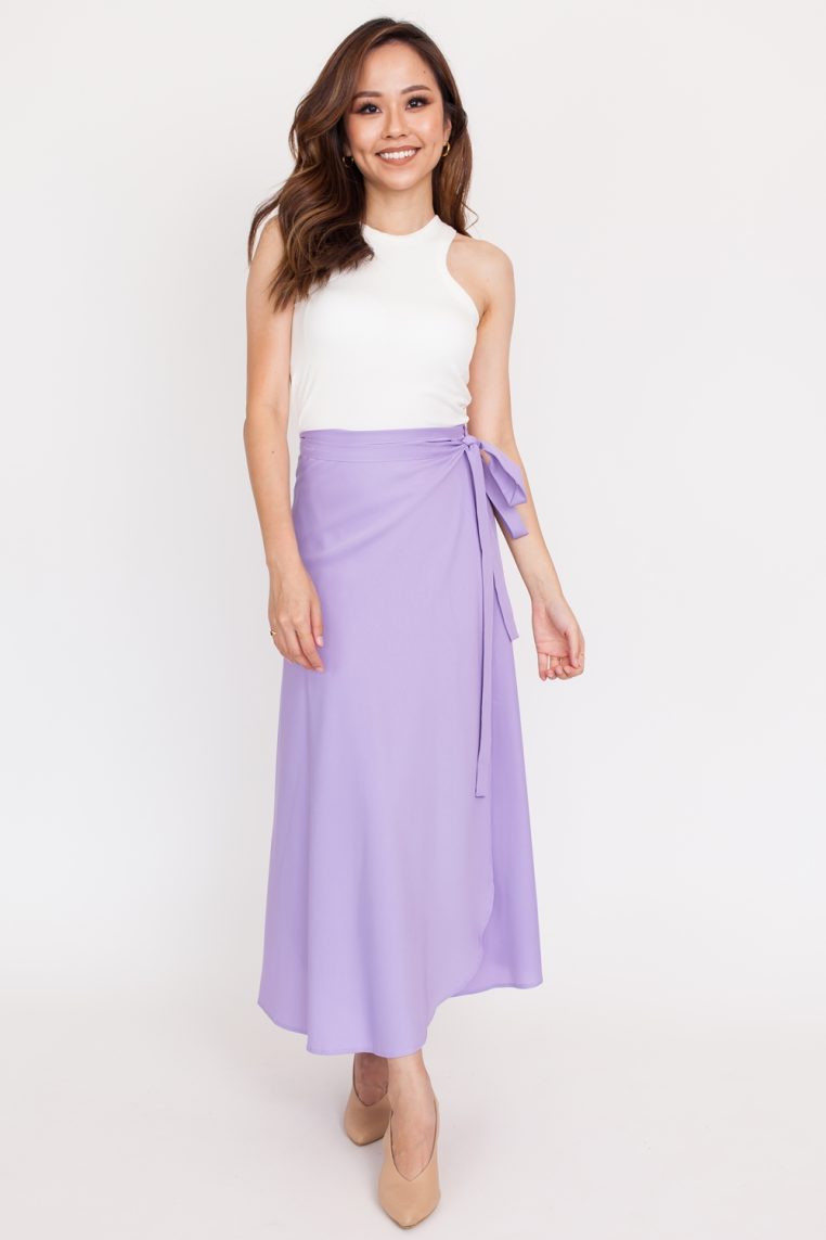 Basic Maxi Wrap Skirt - Lilac - Image 3