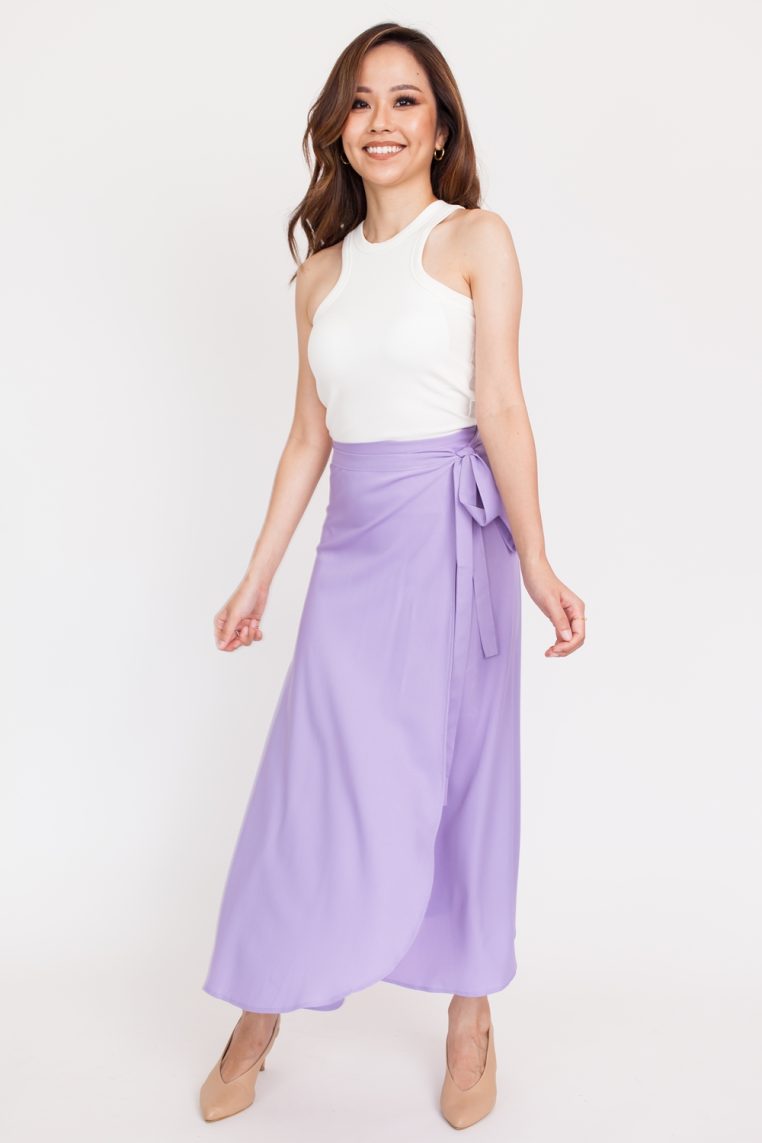Basic Maxi Wrap Skirt - Lilac - Image 8