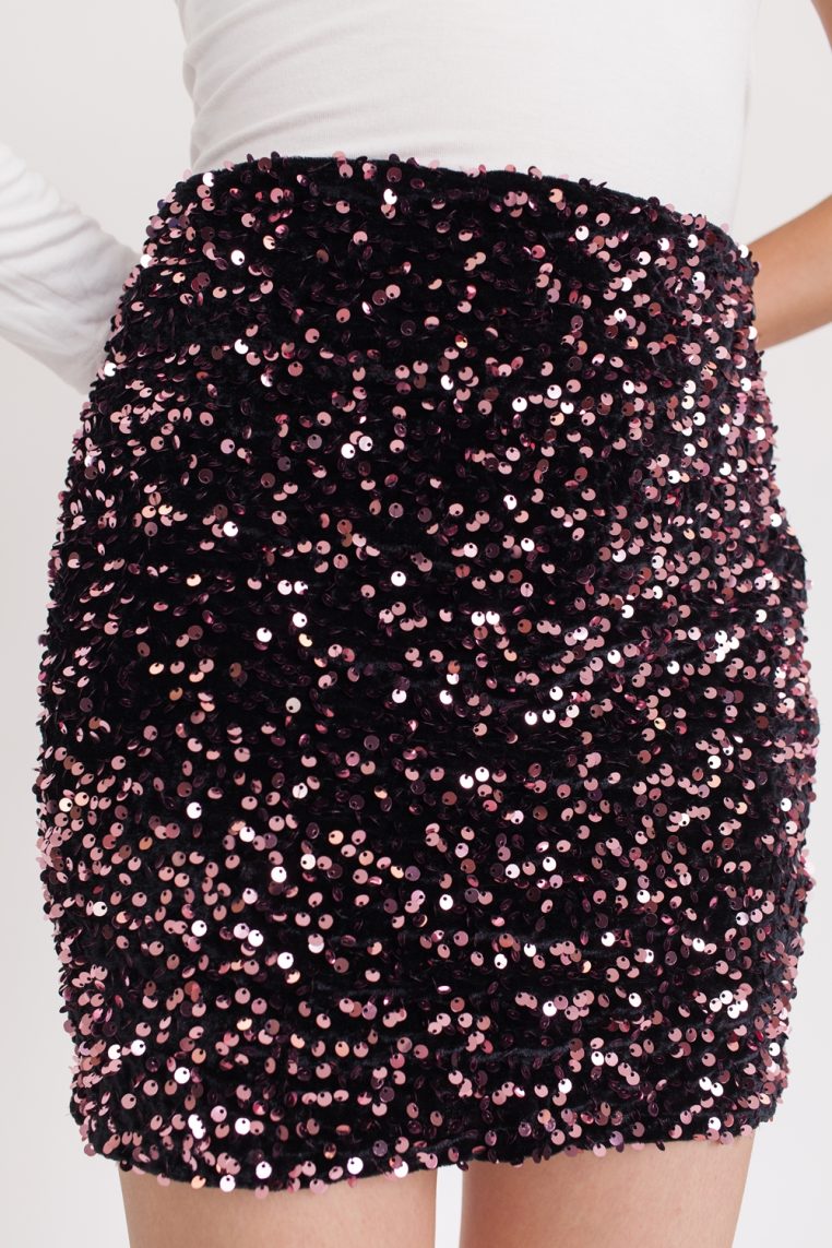 Alternative view of Velvet Sequin Mini Skirt - Pink