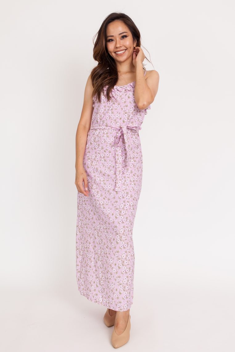 Ruffle Floral Print Maxi Dress - Lilac - Image 3