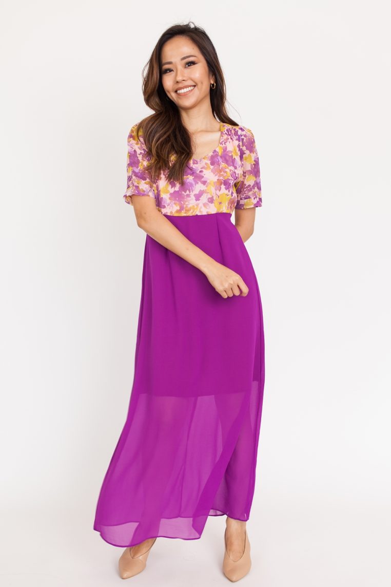 Tie Dye Contrast Maxi Dress - Purple - Image 3