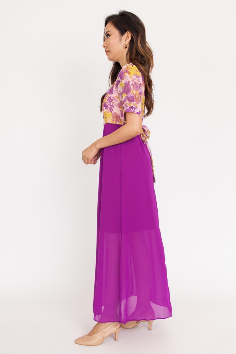 Tie Dye Contrast Maxi Dress - Purple - Image 7
